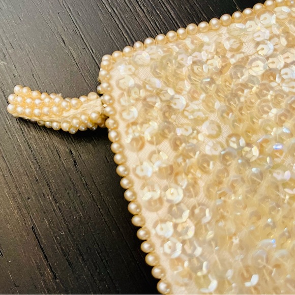 Vintage Pearl & Sequin Beaded Clutch Purse - Picture 10 of 10